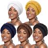 DRESHOW Donna Africane Turbante Pre-Legato Doppio Copricapo a treccia Testa Avvolge Cappello Boho Turbante Chemio Cap Elastico Annodato Berretto