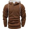 PADOLA Felpa con Cappuccio Uomo Jacquard Mezza Zip con Bottoni Cappuccio con Cordini a Maniche Lunghe per Casual e Sport(Marrone,M)