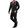 Eshal Onesie - Tuta intera da uomo in pile, tuta da allenamento, pigiama, tuta con cappuccio, bella e elegante, Nero , M