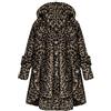 ZIXING Fashion Donna Cappotti in Pelliccia Ecologica Giacca con Cappuccio Felpa in Pile Irregolare Tinta Unita Cappotto Outwear Leopardo Nero XXL