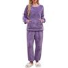 UMIPUBO Pigiama Donna Invernale Felpato Pigiami in Pile Caldo Set Due Pezzi Tuta Termico Invernali Completo da Casa Top a Maniche Lunghe e Pantaloni Lounge Morbido Sleepwear con Tasche