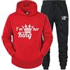 tinbarry Set completo pullover King Queen Felpa con cappuccio Coppia Tuta da jogging Tuta per il tempo libero Felpa con cappuccio e set da jogging per tuta sportiva per coppie