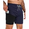 TARAINYA Costume Uomo Mare Zip 2‑in‑1 Estate Blu Marino XL