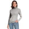 Qaffier Maglia da donna a maniche lunghe, casual, leggera, a collo alto, aderente, termica, a strati attivi