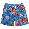 JOGAL Pantaloncini da spiaggia hawaiani da uomo estivi casual con fiori tropicali piatti sul davanti Aloha pantaloncini con tasca