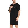 Enjoyoself Uomo Maglie Pigiama in Cotone Camicie Lunghe da Notte Pigiama Comoda Maniche Corte-tipo2-nero/XXL