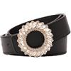 CT COTIM COYIN Cintura da donna in pelle con strass e fibbia in cristallo, per pantaloni, jeans, abiti, nero, 2.8 * 103cm/1.1 * 40.5nches