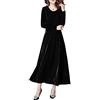 JLTPH Donna Vestiti di Velluto Elegante Abito da Sera Manica Partito Lungo Slim Abiti Maxi Lunga Manica Vestito Velluto Cocktail Abito