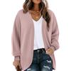 Chicrise Cardigan Donna Elegante Maniche Lunghe Maglioncino Autunno Leggero Spolverino Fondo A Curva RosaIntenso 2X-Grande 50-54 2XL
