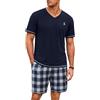 Marvmys Pigiama Uomo Estivi Corto Cotone Leggero Pigiami Due Pezzi Scollo a V Maniche Corte T-Shirt con Tasca sul Pettoe Pantaloncini Mimetici S-3XL