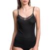 EGI Canotta Donna Spalla Stretta Cotone Filo di Scozia con Pizzo macramè, Top Intima Elegante Sottogiacca Made in Italy, Fresca Traspirante, Art. 123 (IT, Testo, M, Regular, Regular, Nero)