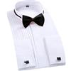 keusyoi Camicia Classica da Uomo Camicie da Smoking Formali da Uomo con Papillon Rosso Nero Camicie da Sposo da Sposa per Feste