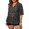 Generisch Costume da bagno tankini, taglie forti, con design floreale, per una copertura completa del corpo, per vacanze in spiaggia