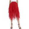 zffriction Gonna in Tulle Donna Gonna Lunga in Tulle a Vita Alta Elastica Irregolare Estiva Tulle Gonna per Quotidiana, Carnevale, Party (IT, Testo, Taglia Unica, Regular, Regular, Rosso)