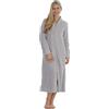 JACK NORTH Vestaglia da donna extra lunga in pile con cerniera, vestaglia invernale super morbida e calda, senza colletto, confortevole abbigliamento da casa testurizzato a spina di pesce, Grigio, M