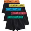 NEXT Ragazzo Confezione da 5 Boxer Aderenti Black with Varsity Waistband 9 Anni-10 Anni