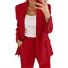 Generisch 2025 - Abito da donna in due pezzi con risvolto, tuta da lavoro, a maniche lunghe, con bottoni, giacca formale, tailleur, pantaloni stretti e larghi, Colore: rosso, XXL