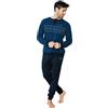 ALV by Alviero Martini Pigiama Lungo da Uomo, Tuta Homewear in Cotone e Poliestere, Girocollo con Bottoni, Tasche Laterali, Regular Fit (IT, Testo, L, Regular, Regular, ALI563 Cobalto/Blu)