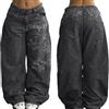 Generic Y2k Jeans Donne Uomini Hip Hop Goth Street Jeans con Scheletro Stampa Vintage Vita Alta Denim Pantaloni a Gamba Larga Street Wear (Colore-3,XL)