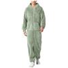 Generico Pigiama Intero Uomo Flanella Tinta Unita Felpa con Cappuccio Pile Invernale Caldo Pajamas Tuta Intera da Notte Onesie Oversize Zipper Pigiamone Coppia Sleepwear