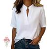 Generic Camicetta da Donna a Maniche Corte con Scollo a V (White,XXL)