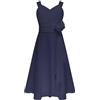 inlzdz Vestito Elegante da Ragazza Fiore Estivi Abiti Lunghi in Chiffon Festa Cerimonia Matrimonio Damigella Bambina Sposa Prima Comunione Battesimo Blu Scuro 13-14 Anni