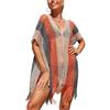 Shuanghao Bikini-Copricostume Estate-Spiaggia Colorati-Crochet Vacanza-Casual Donna - Costume da Bagno con Scollo a V Sexy Hollow Out Bikini Cover Up con Frange Loose Fit Elegante Abito da Donna Albicocca-1