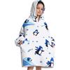 JOJJJOJ - Felpa con cappuccio oversize tipo coperta per bambini, con tasche, coperta indossabile per ragazzi, ragazze, adolescenti, bambini, Pinguino., Taglia unica