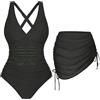 Shengxi Costume da Bagno con Bikini Cover Up Costume Intero Donna Contenitivo Scollo a V Push Up Imbottito Reggiseno Costumi Interi Curvy
