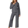 Generisch Tuta da donna morbida in ciniglia a coste - Set di due pezzi con giacca cardigan e pantaloni larghi | Accogliente tuta lounge per le giornate di relax, M