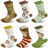 Queenshin 6 Paia Calzini Bambino Bambini Calze Ragazza con Disegno a Righe e Stampe Divertenti Calzini Crew Elastiche Resistenti Regalo 9-14 Anni Taglia 32-38