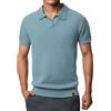PODOLIXIA Polo da uomo a maniche corte con colletto polo in tinta unita, slim fit, estiva, elegante polo da uomo, a maglia, per lavoro, tempo libero, ufficio, estivo, scollo a V