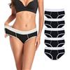 TUTUESTHER - Slip da donna in cotone, senza cuciture, mutande in vita, elasticizzati, comodi e sportivi, confezione multipla 5 Nero 46