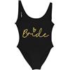 Generico Costume Team Bride Addio al Nubilato Costume Intero Donna Piscina Bride to Be Costumi Interi da Bagno Taglie Forti Curvy Brasiliana per Mare Vacanze Estive,Nero,XXL