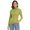 Qaffier Maglia da donna a maniche lunghe, casual, leggera, a collo alto, aderente, termica, a strati attivi