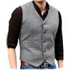 Solovedress Gilet da uomo vintage classico in lana gilet da abito formale vestibilità regolare gilet da abito per matrimonio testimoni dello sposo, argento, XS