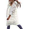 Vagbalena Gilet lungo da donna in piuma d'oca senza maniche giacca con cappuccio inverno caldo cappotto sottile zip all'aperto gilet vintage giacca a sbuffo antivento leggero gilet morbido (Bianco,3XL)