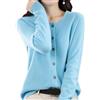 DJFOG Cardigan in cashmere da donna, cardigan a maniche lunghe con bottoni frontali in cashmere 2024, maglioni elastici in maglia morbida e calda, Blu lago, M