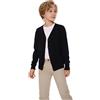 SMILING PINKER Cardigan da ragazzo per bambini in cotone con scollo a V e abbottonatura, Nero , 5-6 Anni