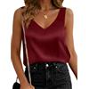 Cicy Bell Canotta da donna in raso con scollo a V, senza maniche, estiva, in chiffon, casual, rosso vivo, L