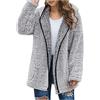Jilijia - Giacca da donna, con cappuccio, oversize, invernale, calda, in pile soffice senza zip, casual, con cappuccio, felpa con tasche