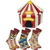 Rainbow Socks - Circus Box Socks - Donna Uomo Calzini da Circo per gli Appassionati di Clown Animali da Circo Spettacoli Circensi - 3 Paia - Taglia 36-40