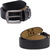 Grovjewfit Cintura Uomo Personalizzata in Pelle con Iniziali Incise Nome all'interno 110-130 cm Regalo per Marito Papà Amico (Style 1-Nero)