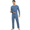 Aseniza Pigiama da Uomo Invernale, Pigiama a Maniche Lunghe in Cotone Semplice ed Elegante Pigiama Morbido Loungewear
