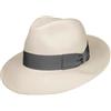 Borsalino Cappello Panama Big Brim Donna/Uomo - Made in Italy Paglia Bogart con Nastro Grosgrain, Grosgrain Primavera/Estate Estate - 60 cm Natura-Grigio