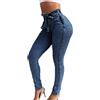 ZH8FCHAN Jeans Donna Slim Fit Elasticizzati Vita Jeggings con Gamba Dritta Pantaloni in Denim Invecchiato Slim Fit Jeans Leggins Donna Stretti Pantaloni Push Up Cintura con Nappe