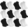 Rainbow Socks - Donna Uomo Colorate Calzini Corti di Bambù - 12 Paia - Nero Bianco - Tamaño 36-38