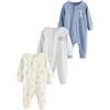 NEXT Bambini Confezione da 3 Tutine Bebè con Zip bidirezionale Blue Milk Club 9 Mesi-12 Mesi