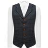 King & Priory Gilet in tweed con risvolto, motivo a spina di pesce, colore: verde ginepro