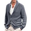 Generisch Cardigan da uomo a maglia grossa, casual, collo sciallato, a maniche lunghe, con bottoni, in cotone, a maniche lunghe, comodo maglione a maglia